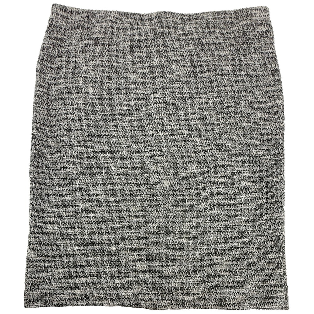 Ann Taylor Factory Pencil Skirt Womens Size 12 Black White Tweed Career Office
